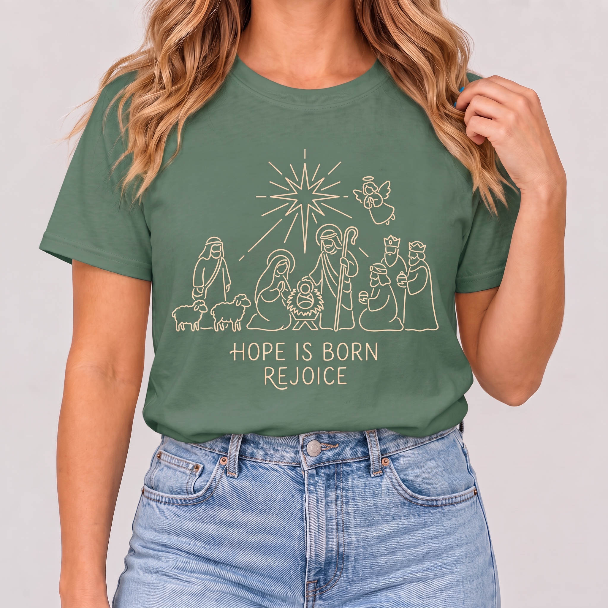 Women's Christmas "Hope Is Born" Nativity T-Shirt