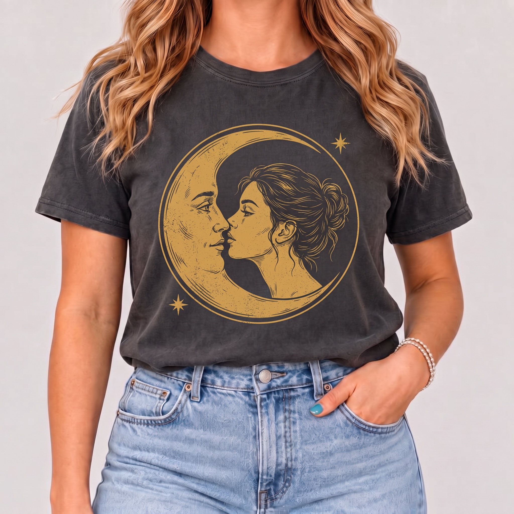 Women's Celestial Moon Kiss T-Shirt