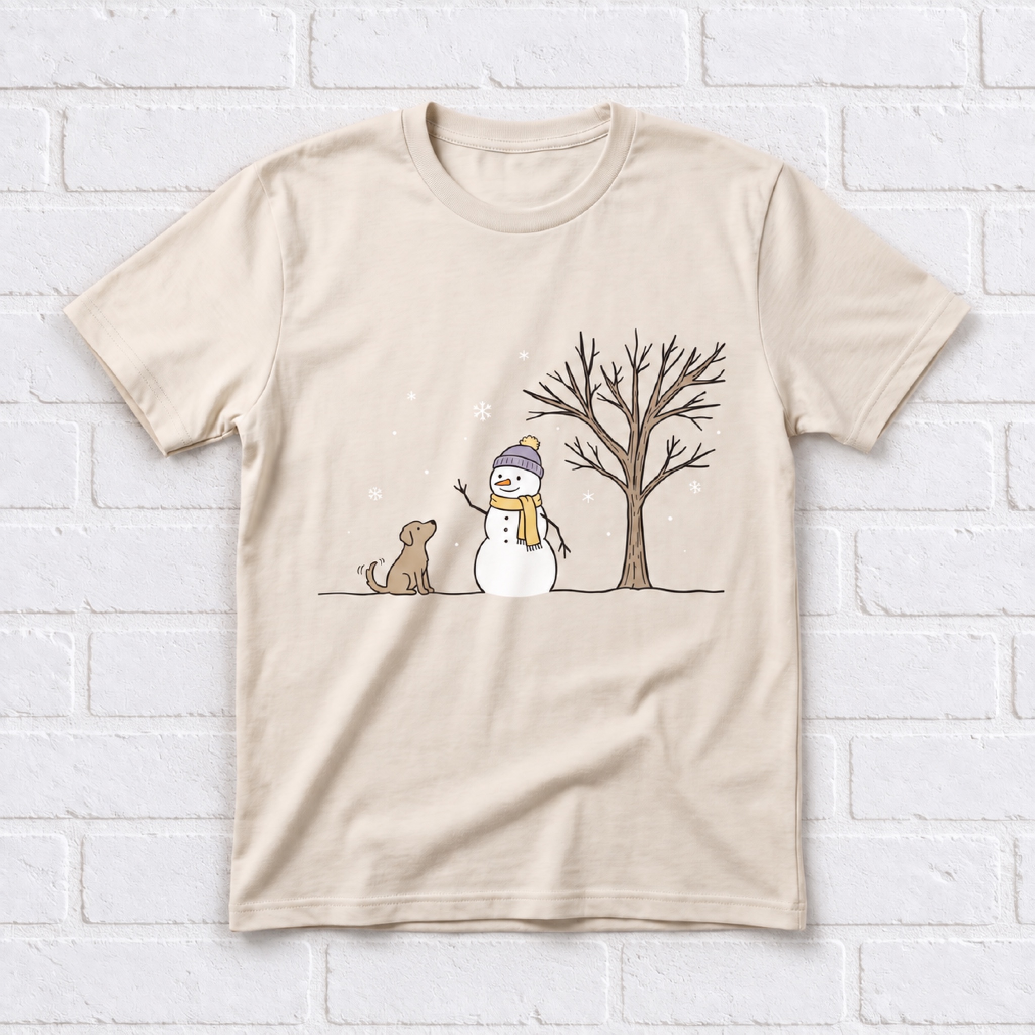 Women's Christmas Snowman and Pup T-Shirt