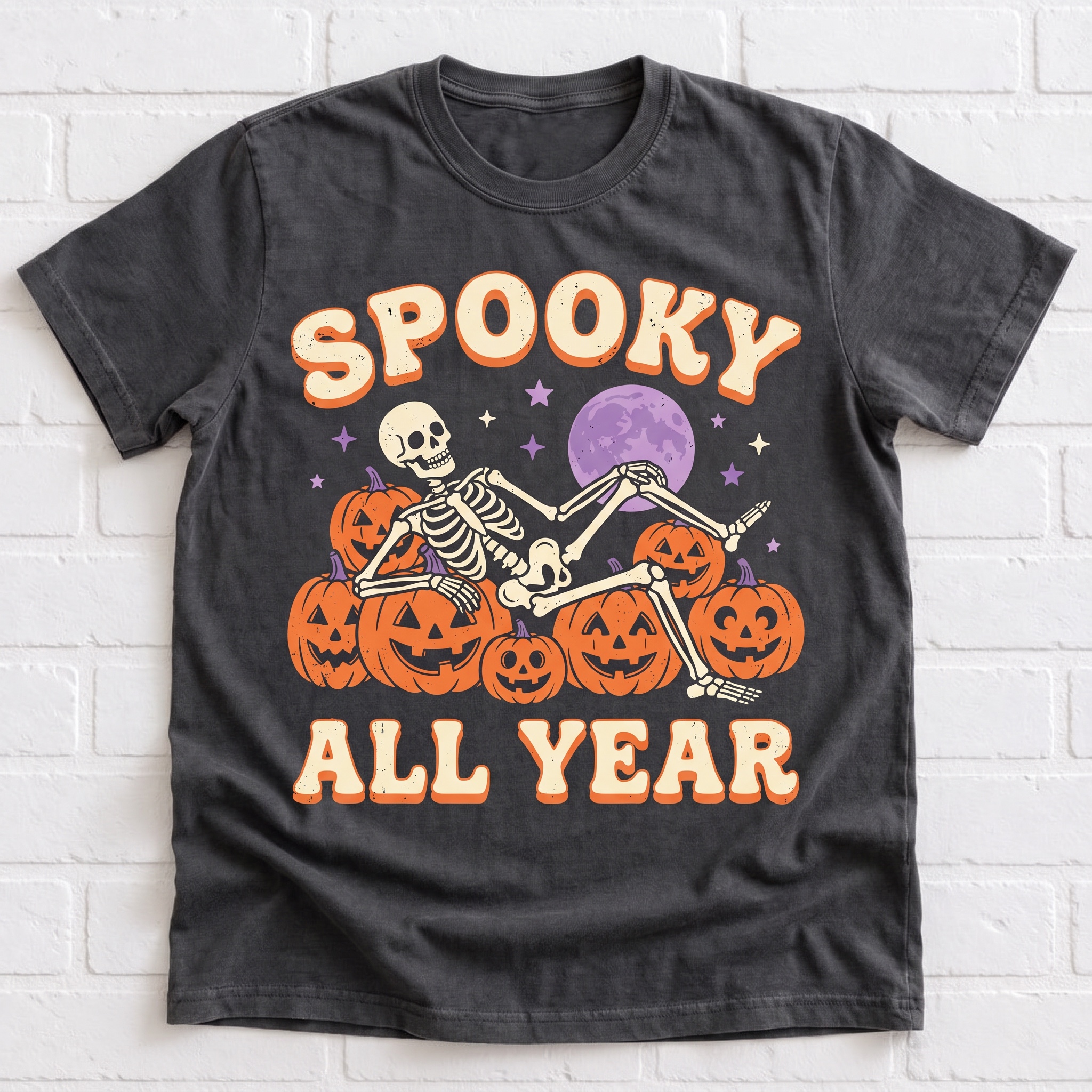 Women's Halloween "Spooky All Year" Skeleton T-Shirt