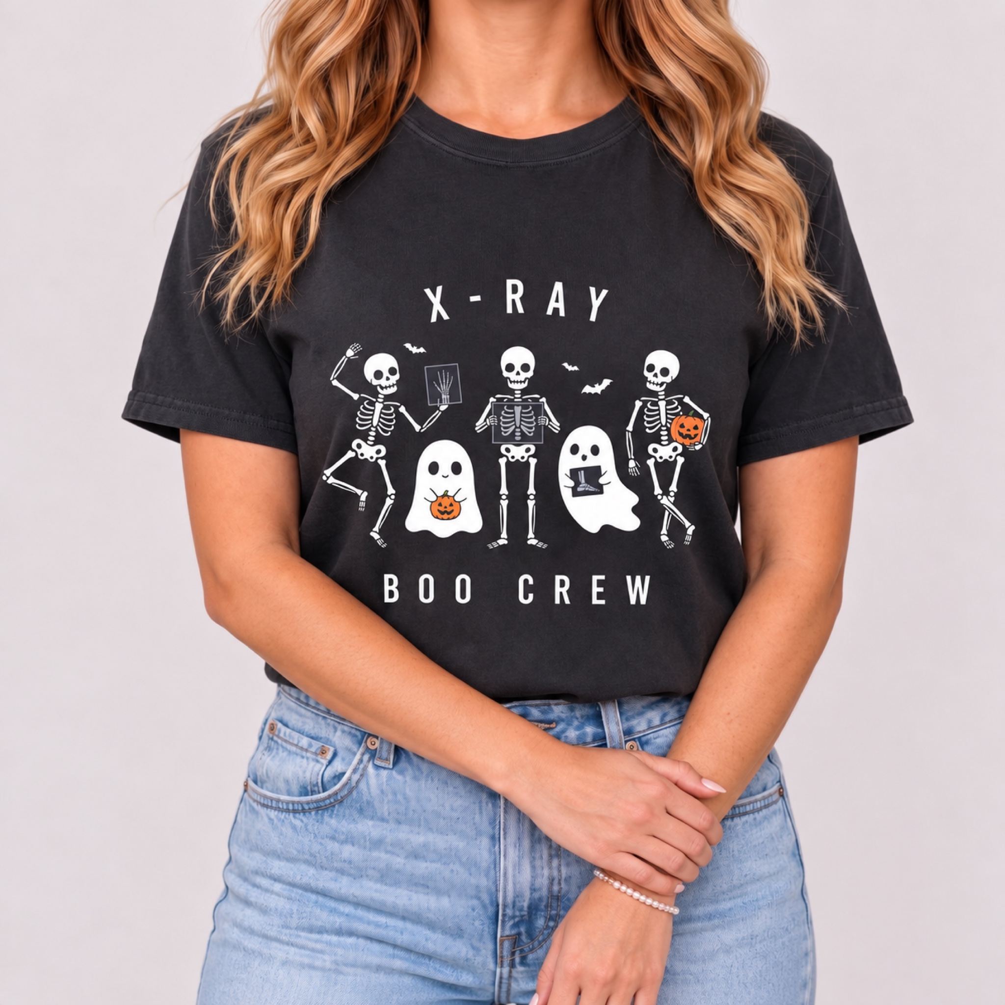 Women's Halloween "X-Ray Boo Crew" T-Shirt