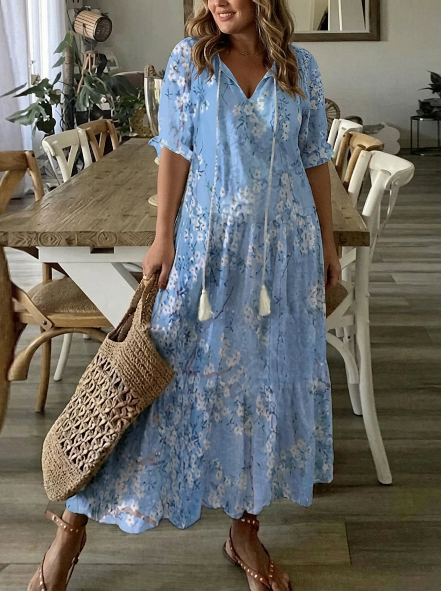 Rosalind - Boho Tummy Coverage Dress - Plus size model