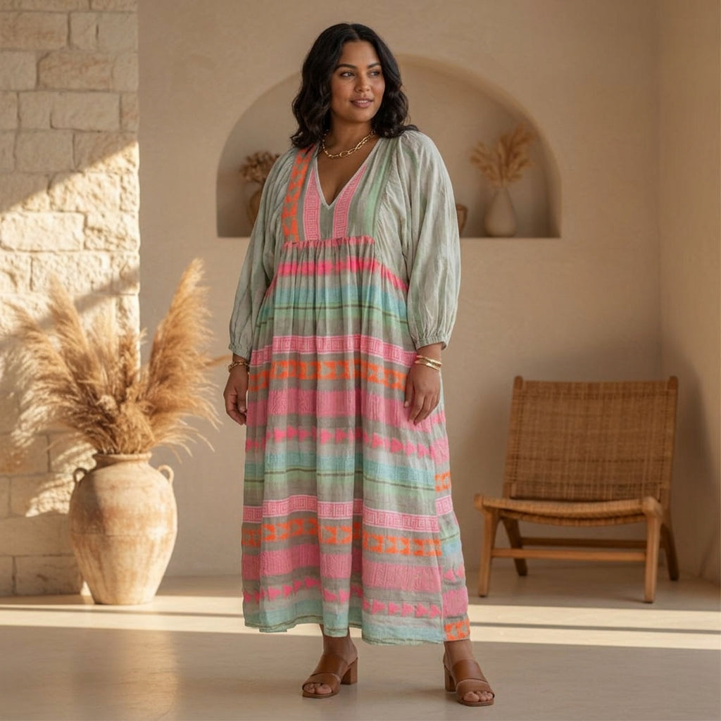 Naomi - Comfortable Boho Dress - Plus size model