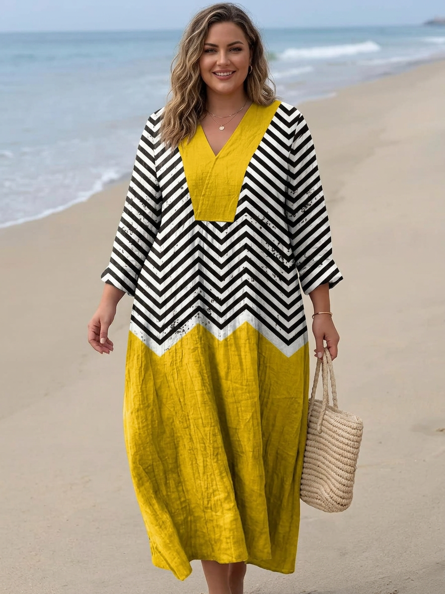 Cosima - Boho Printed Dress - Plus size model