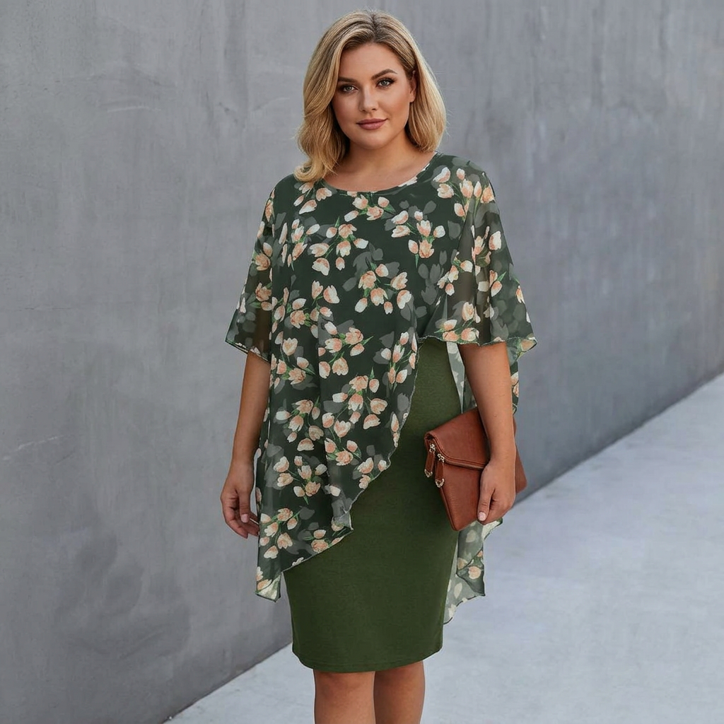 SABINE - Printed Elegant Dress - Plus size model