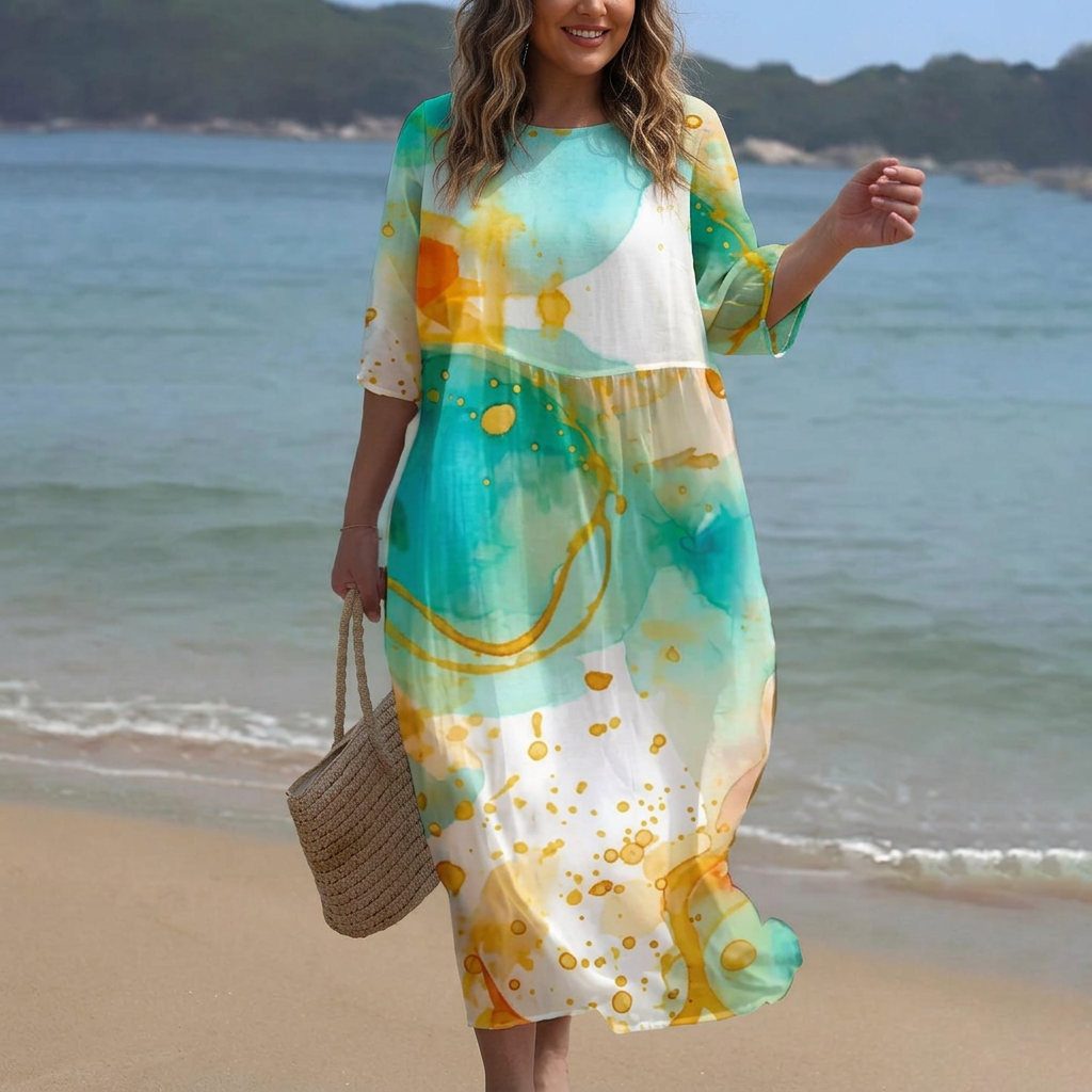 Celestine - Summer Printed Dress - Plus size model