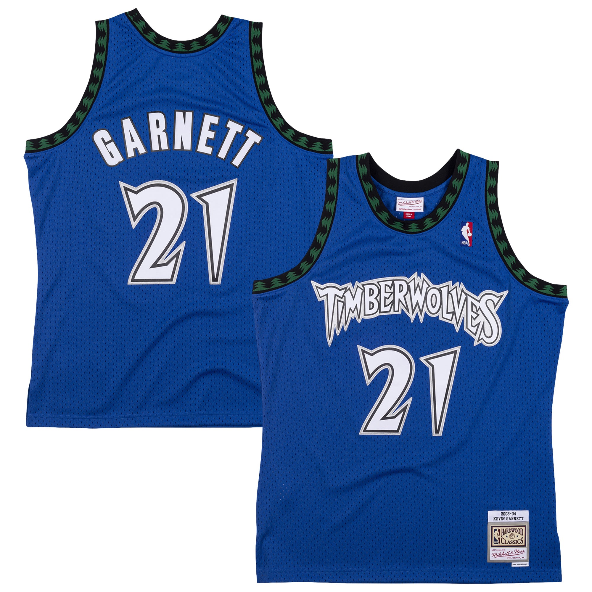 Minnesota Timberwolves Blue Swingman jersey, Kevin Garnett Hardwood Classics, NBA fan version, size S-XXL