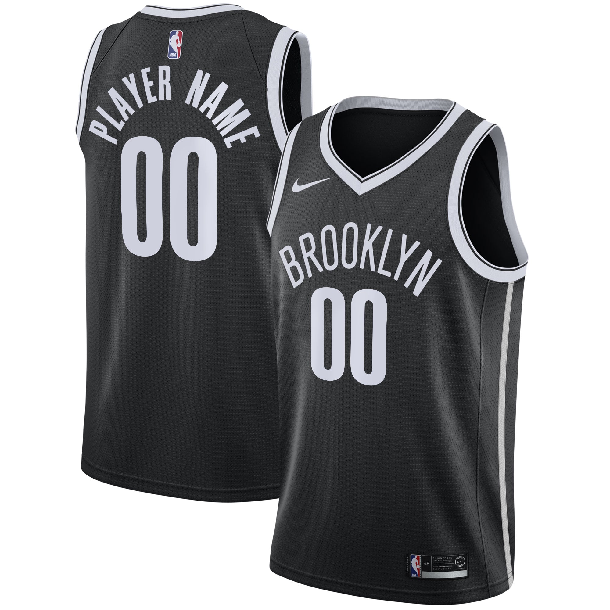 Brooklyn Nets Black Swingman jersey, custom blank, NBA fan version, size S-XXL