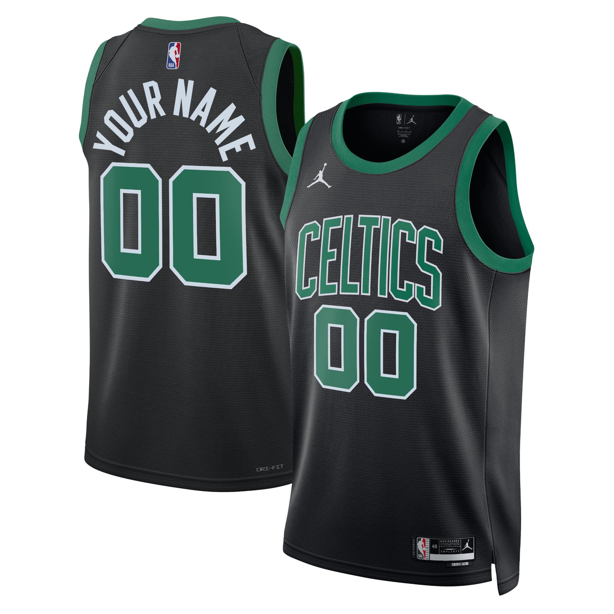 Boston Celtics Black Swingman jersey, custom blank, NBA fan version, size S-XXL