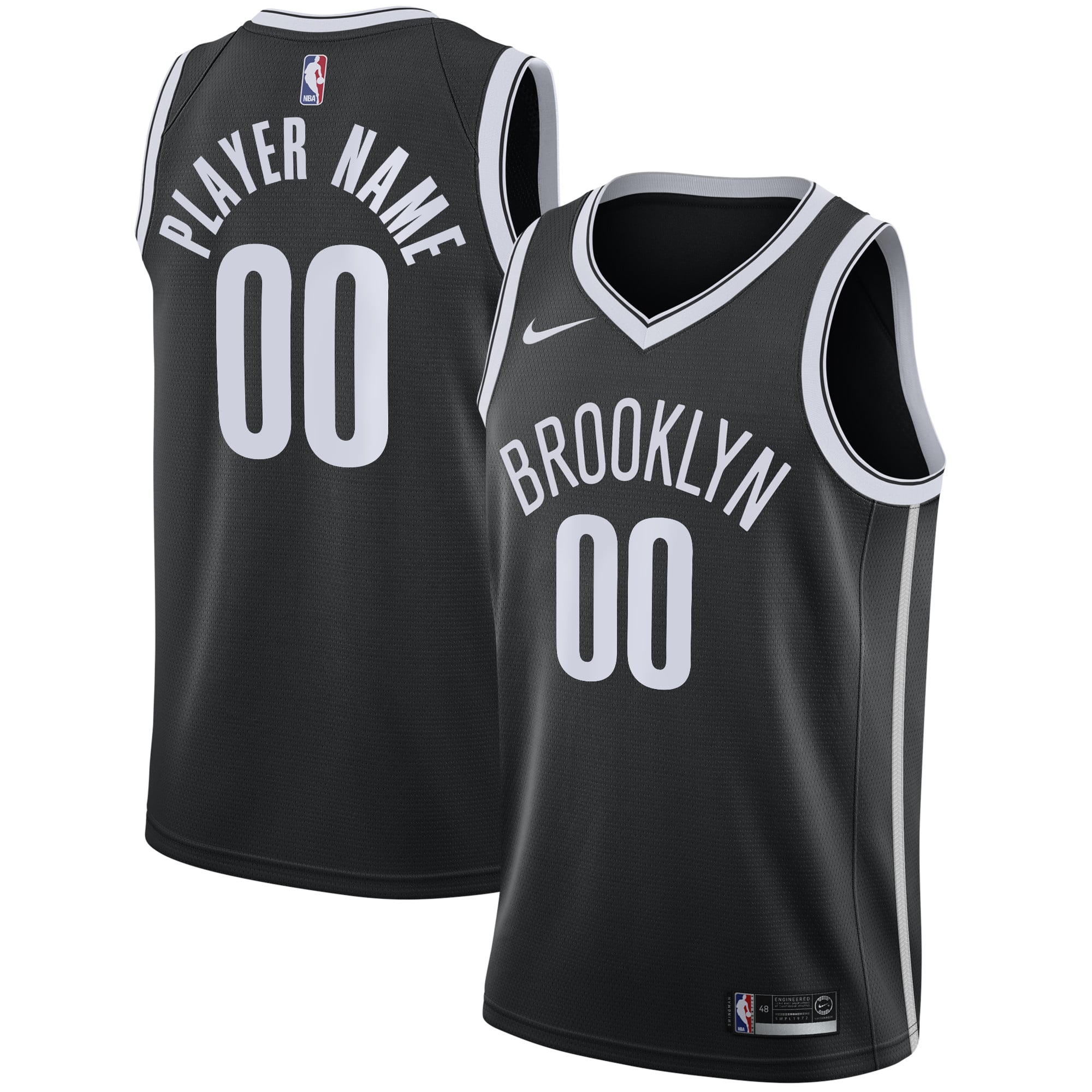 Brooklyn Nets Black Swingman jersey, custom blank, NBA fan version, size S-XXL