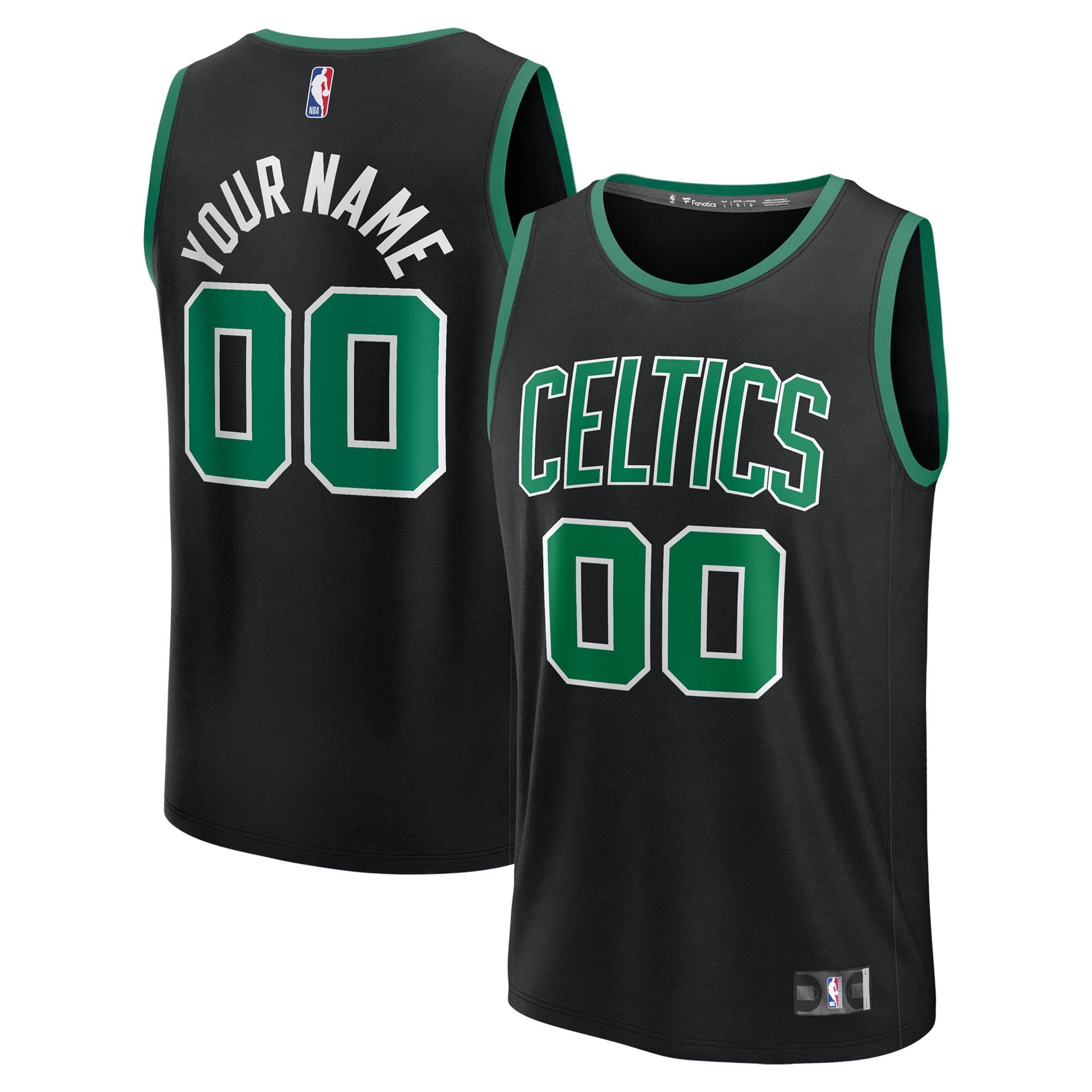 Boston Celtics Black Fast Break jersey, custom blank, NBA fan version, size S-XXL