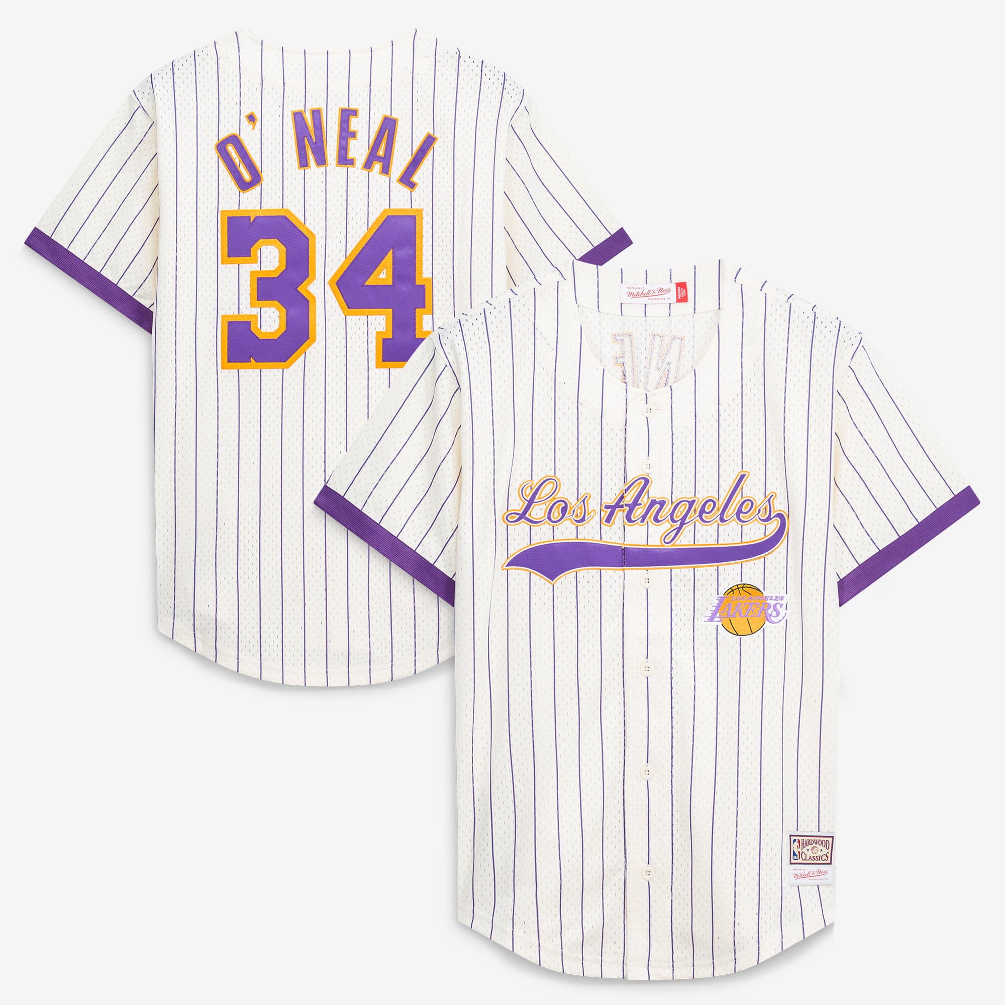 Los Angeles Lakers Cream Replica jersey, Shaquille O'Neal Hardwood Classics Mesh Button-Front, NBA fan version, size S-XXL