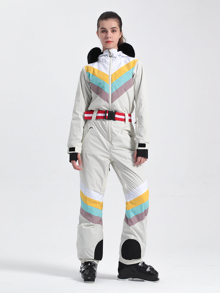 Women's Red Snow-Resistant Ventilated One-Piece Snow Suit