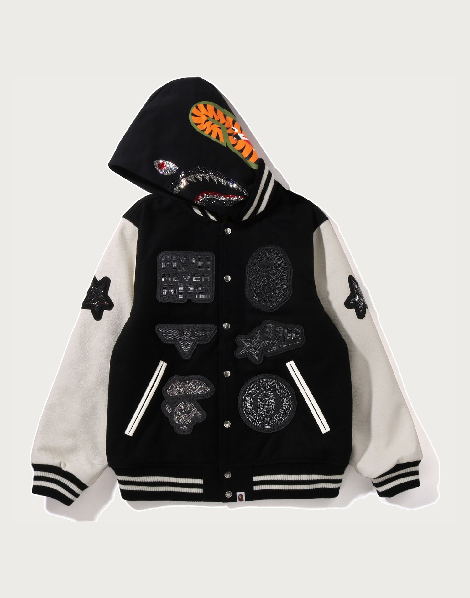 SWAROVSKI - DETACHABLE HOODIE VARSITY JACKET MENS