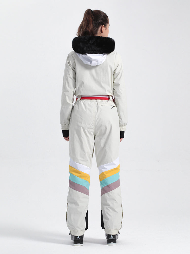Women's Red Snow-Resistant Ventilated One-Piece Snow Suit