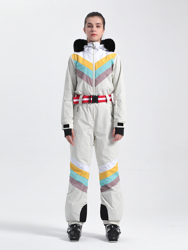 Women's Red Snow-Resistant Ventilated One-Piece Snow Suit