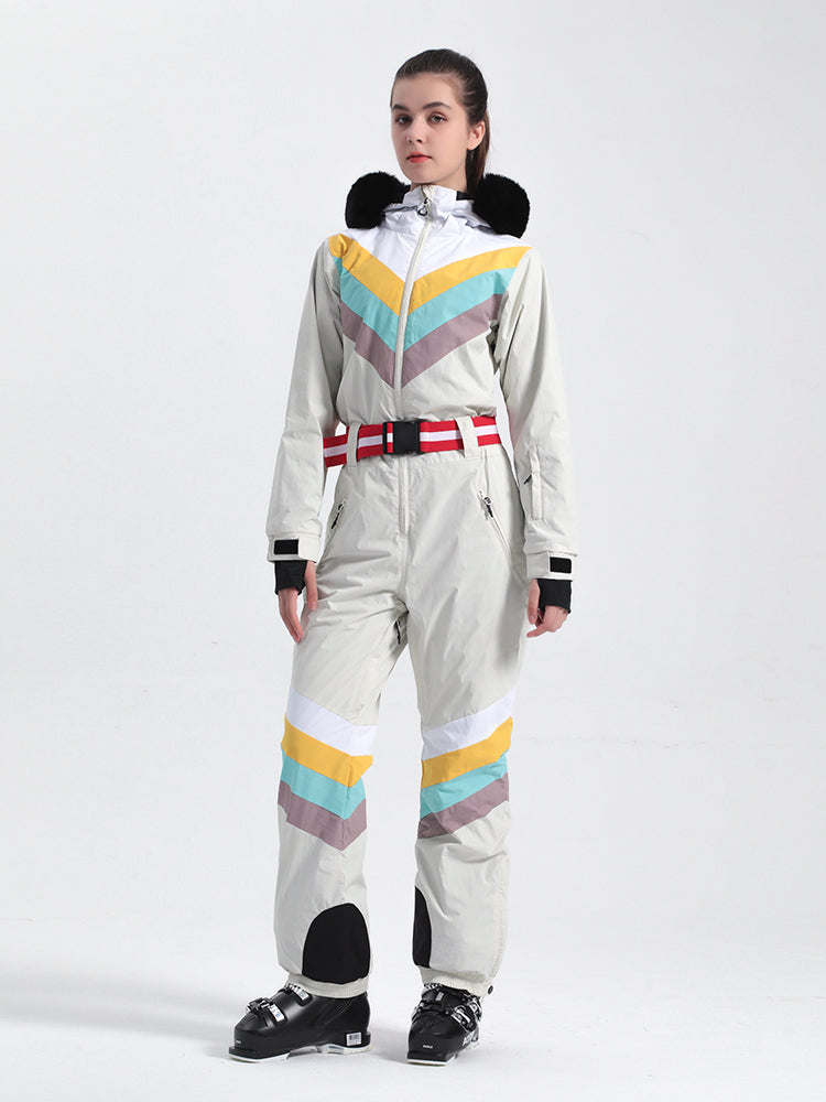 Women's Red Snow-Resistant Ventilated One-Piece Snow Suit