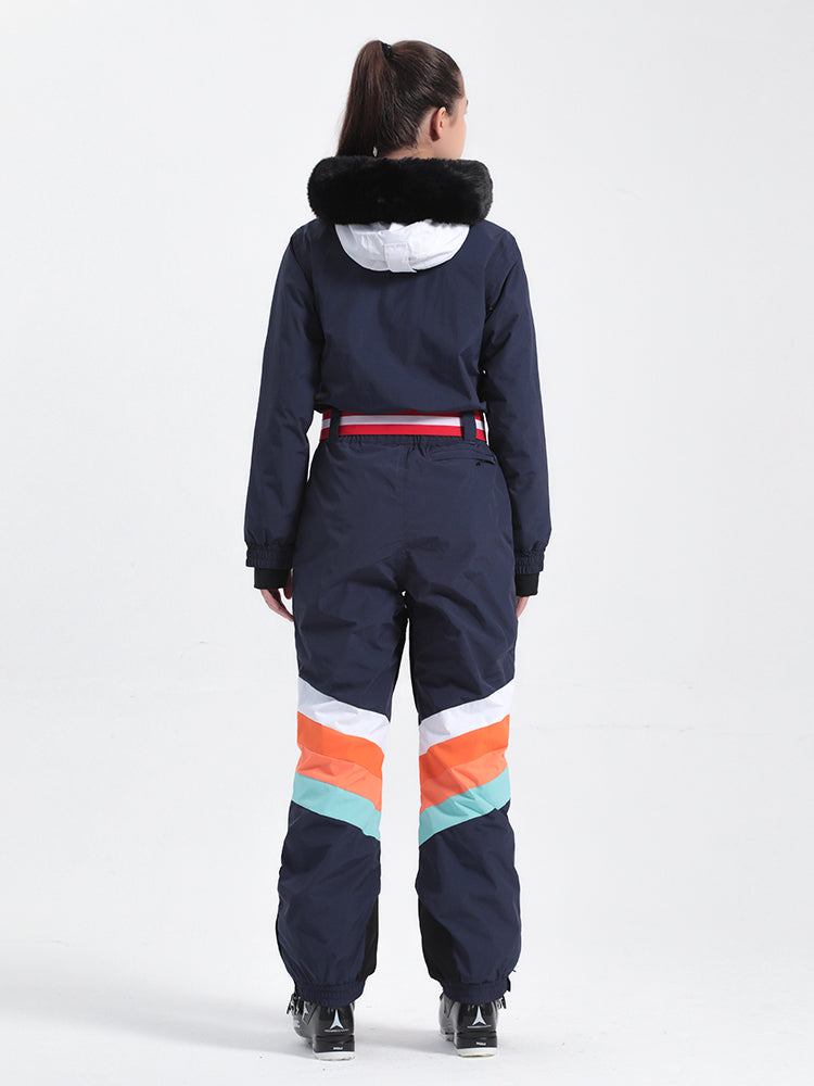 Women's Red Snow-Resistant Ventilated One-Piece Snow Suit