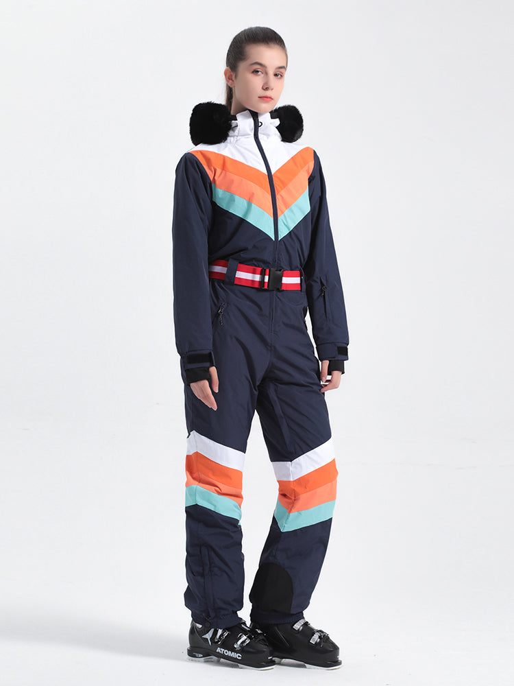 Women's Red Snow-Resistant Ventilated One-Piece Snow Suit