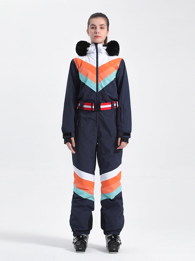 Women's Red Snow-Resistant Ventilated One-Piece Snow Suit