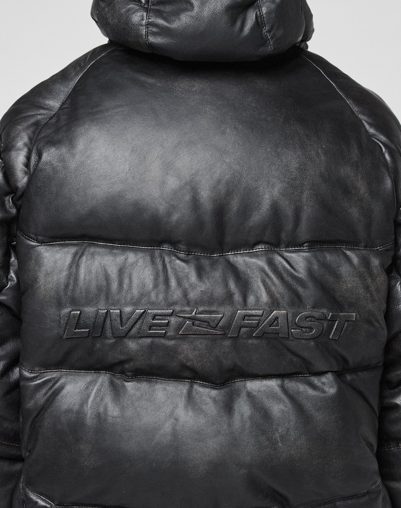 Live Fast Leather Puffer Jacket