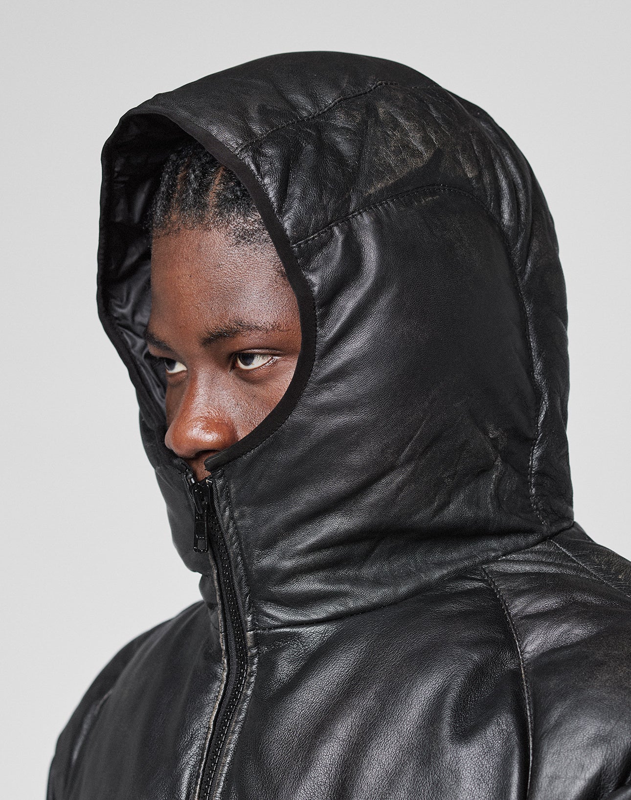 Live Fast Leather Puffer Jacket