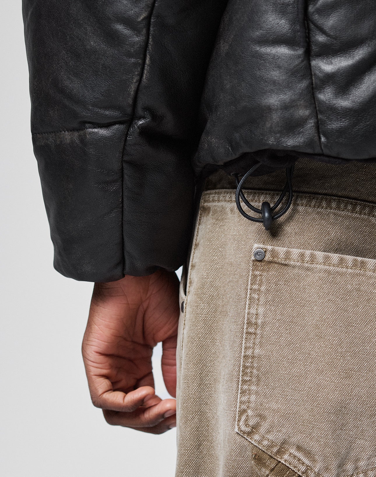 Live Fast Leather Puffer Jacket
