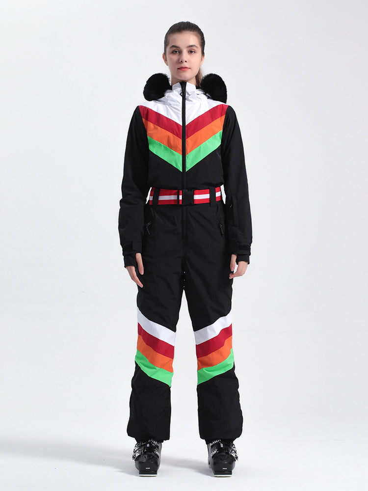 Women's Red Snow-Resistant Ventilated One-Piece Snow Suit