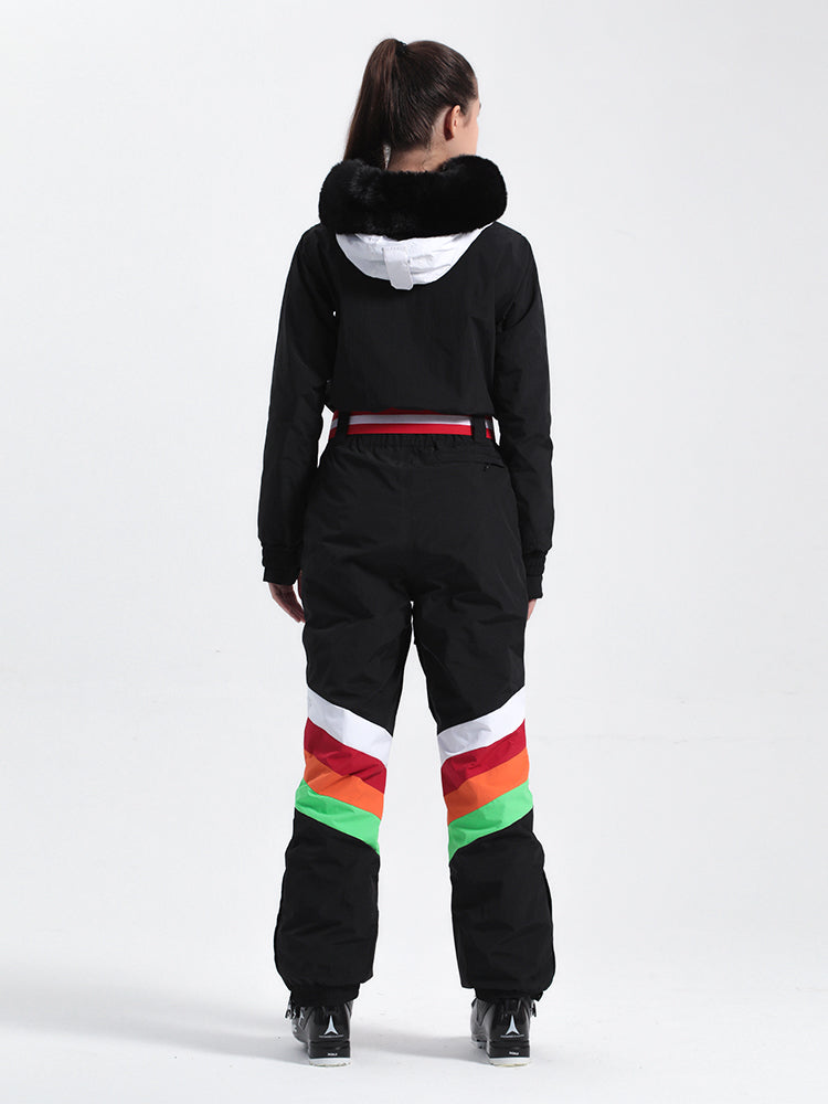 Women's Red Snow-Resistant Ventilated One-Piece Snow Suit