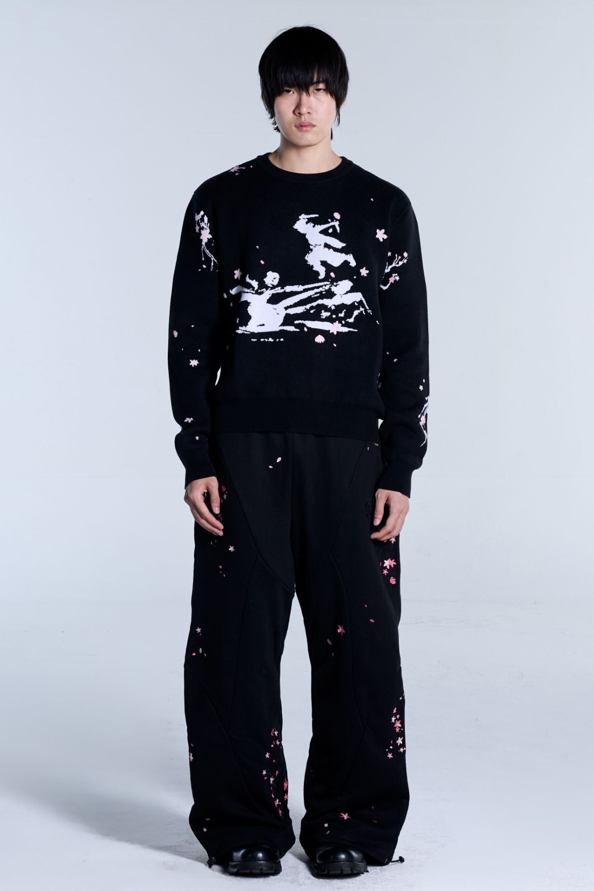 Sakura Black Knit Sweater