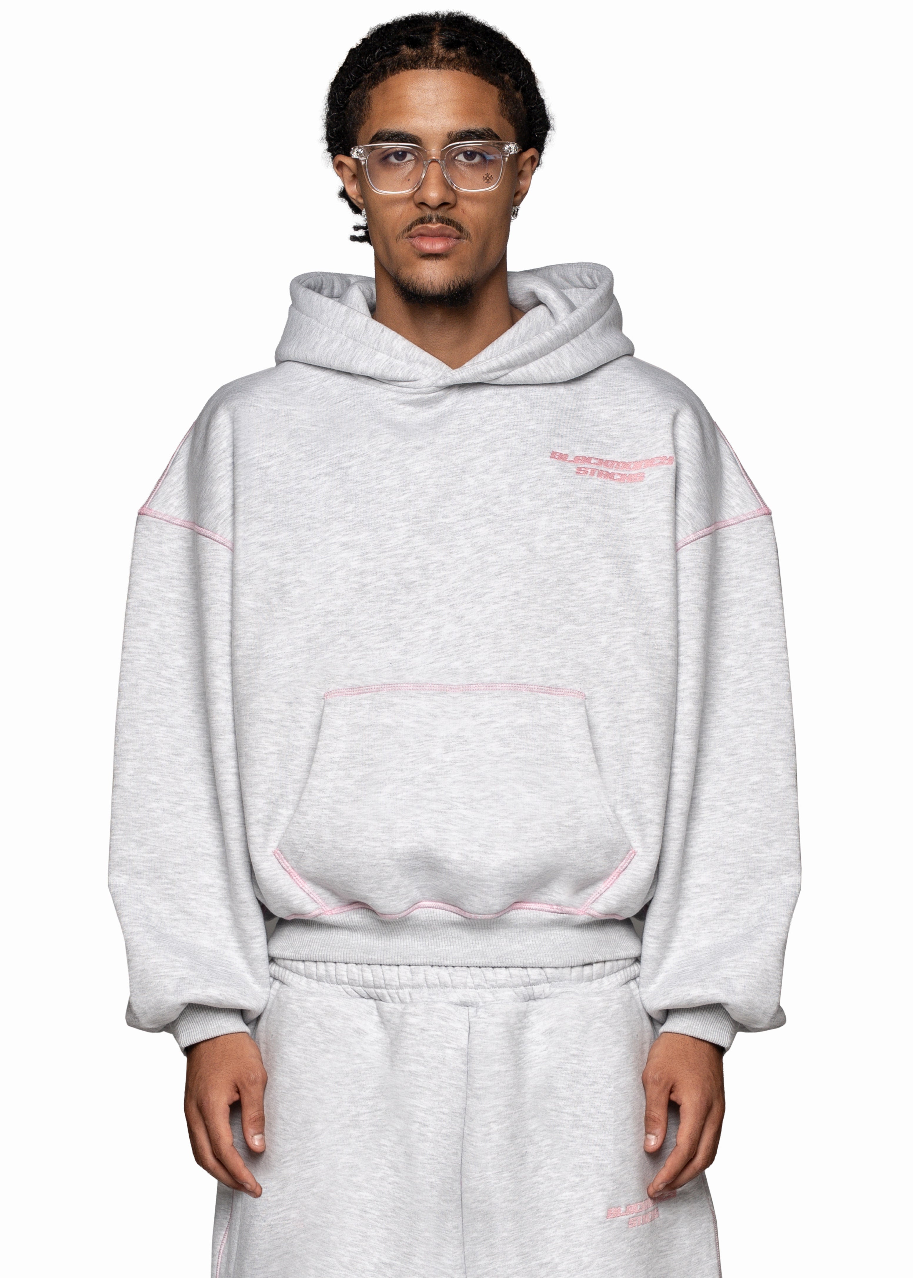 GREY LINE PINK HOODIE