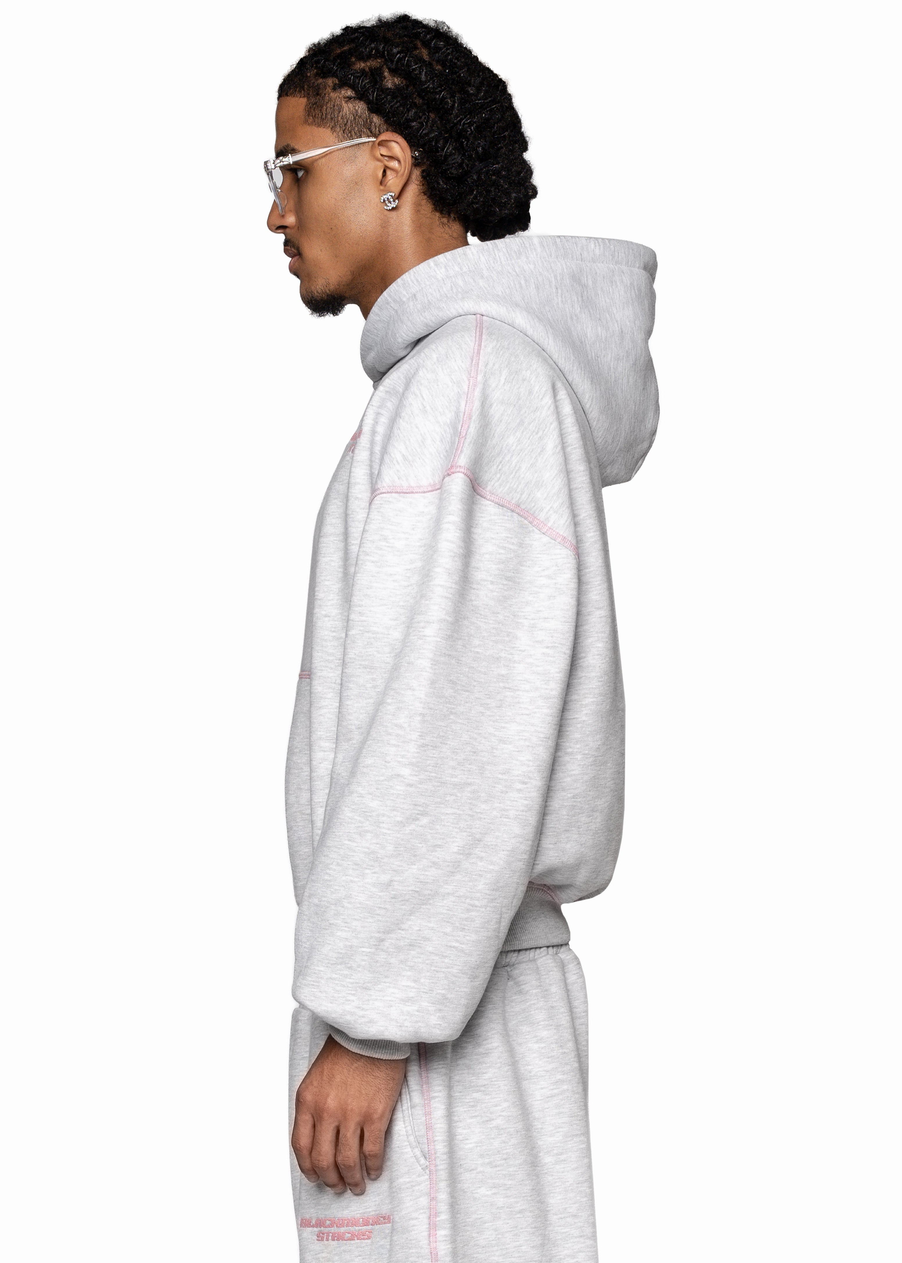 GREY LINE PINK HOODIE