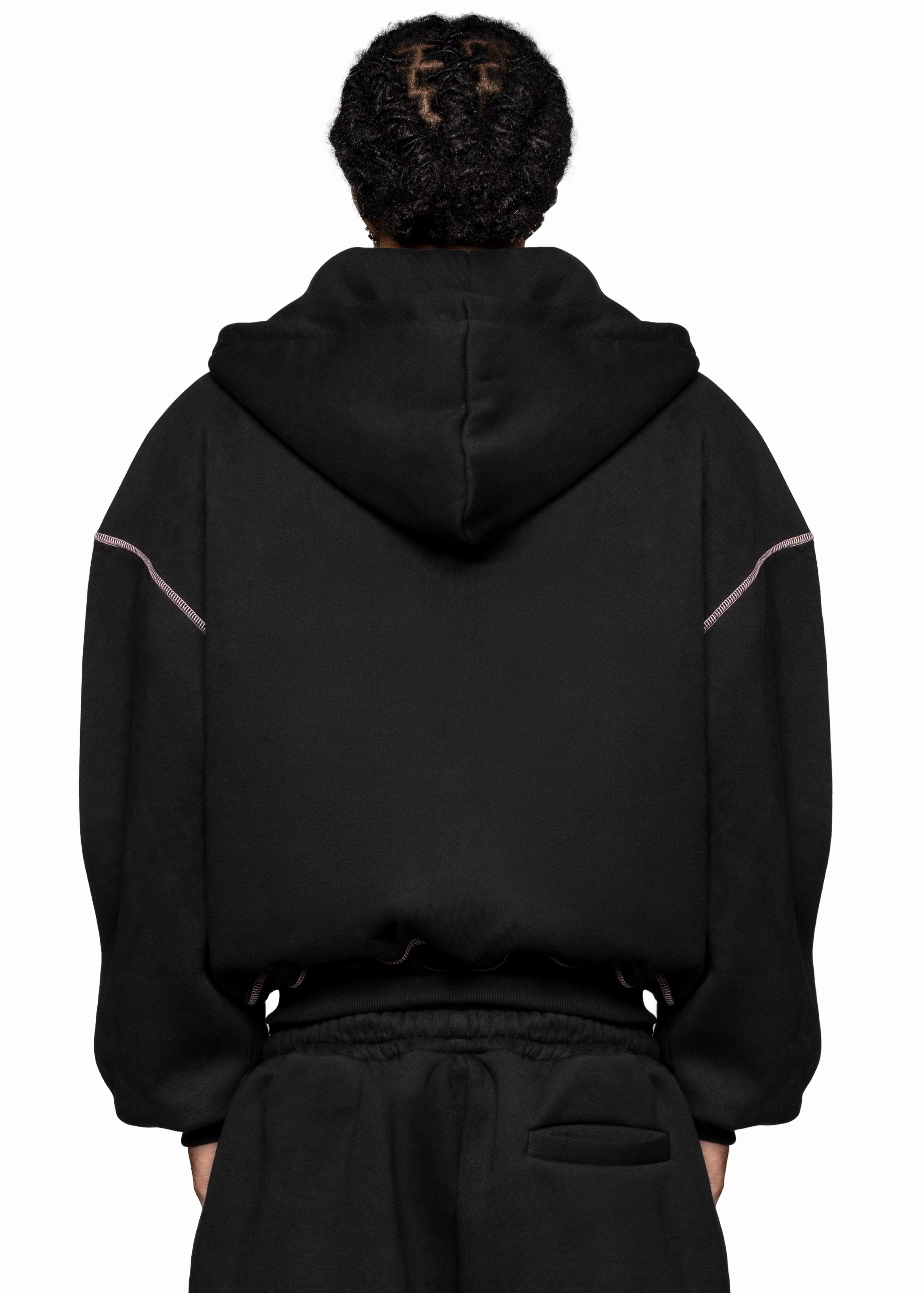 BLACK LINE PINK ZIP HOODE