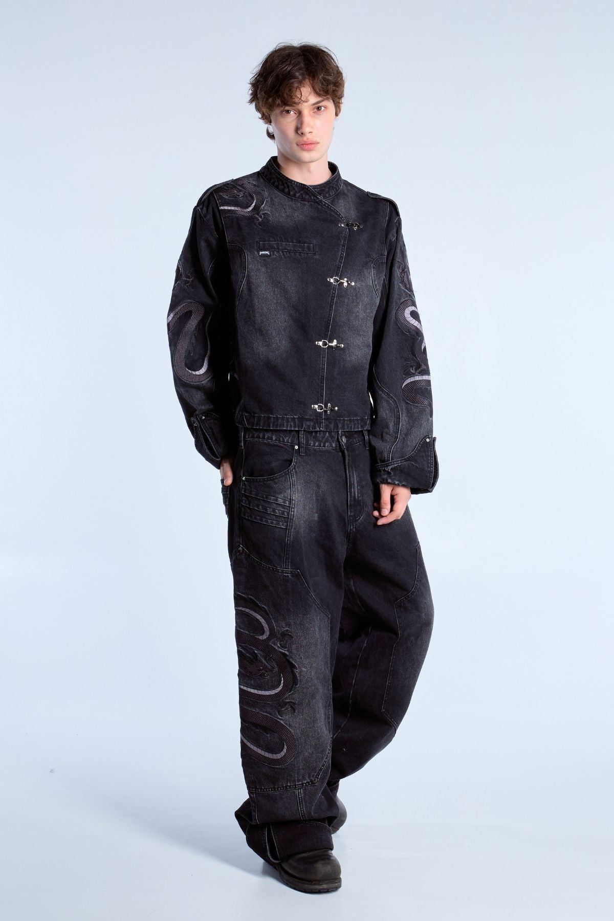 Dragon Denim Jacket Black