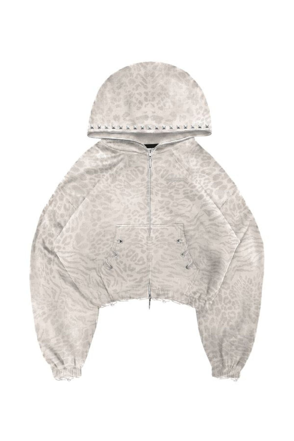 Leopard Zip Hoodie (Cream)