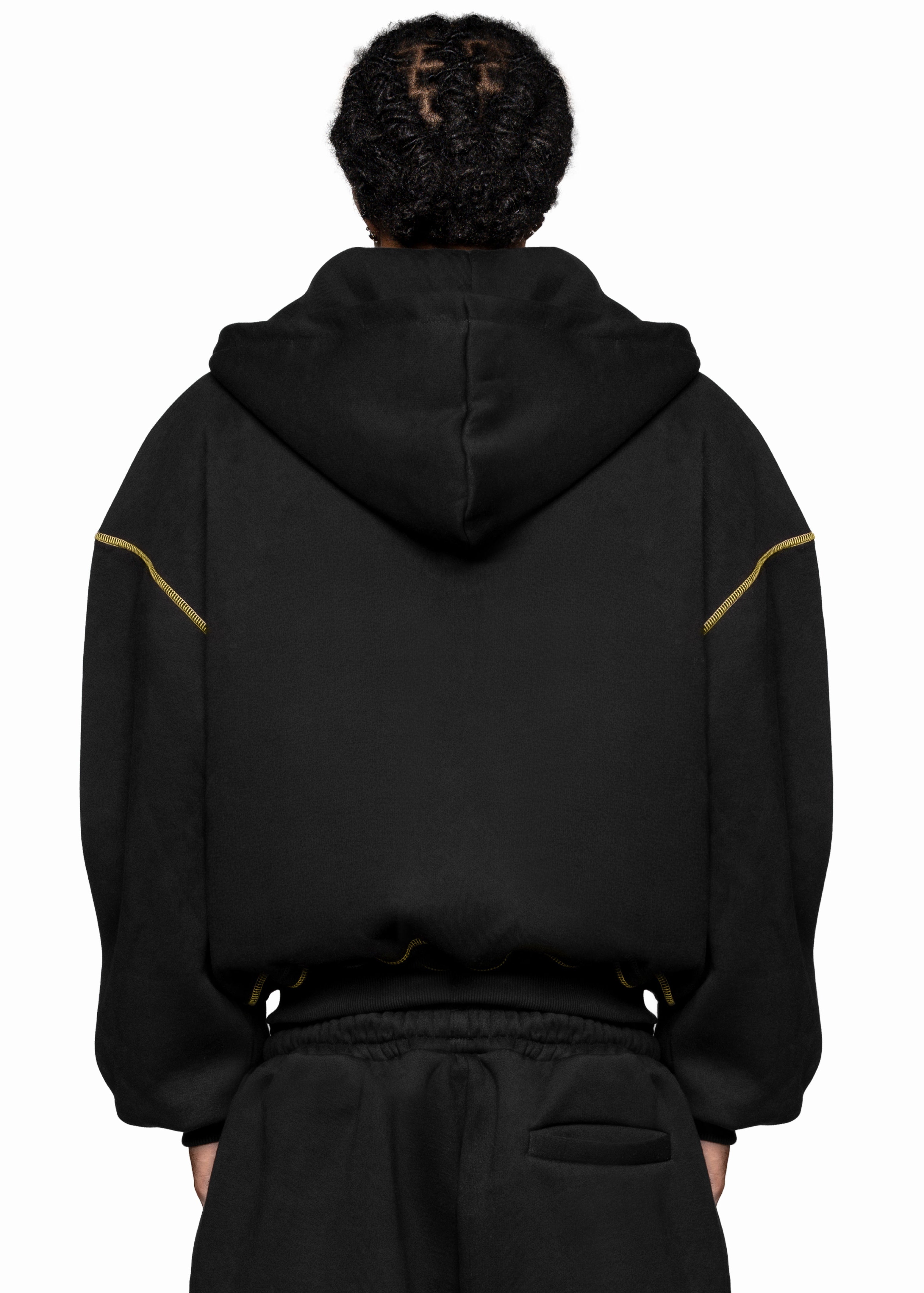 BLACK LINE YELLOW ZIP HOODIE