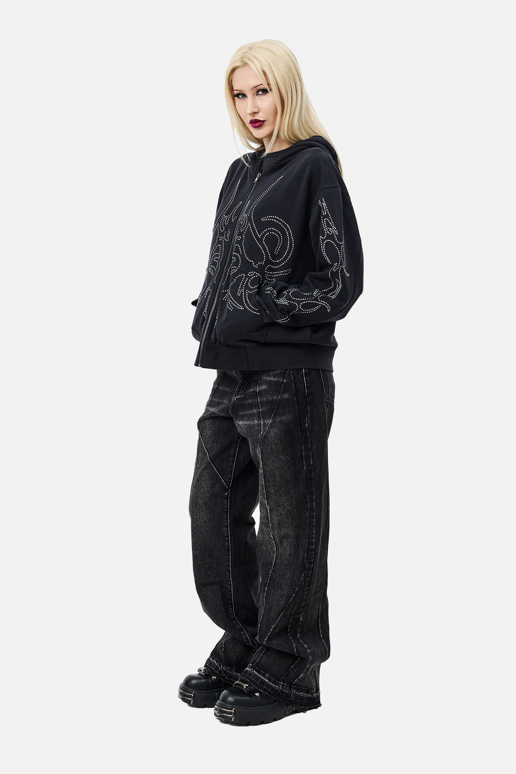 Sigil Rhinestone Zip Hoodie