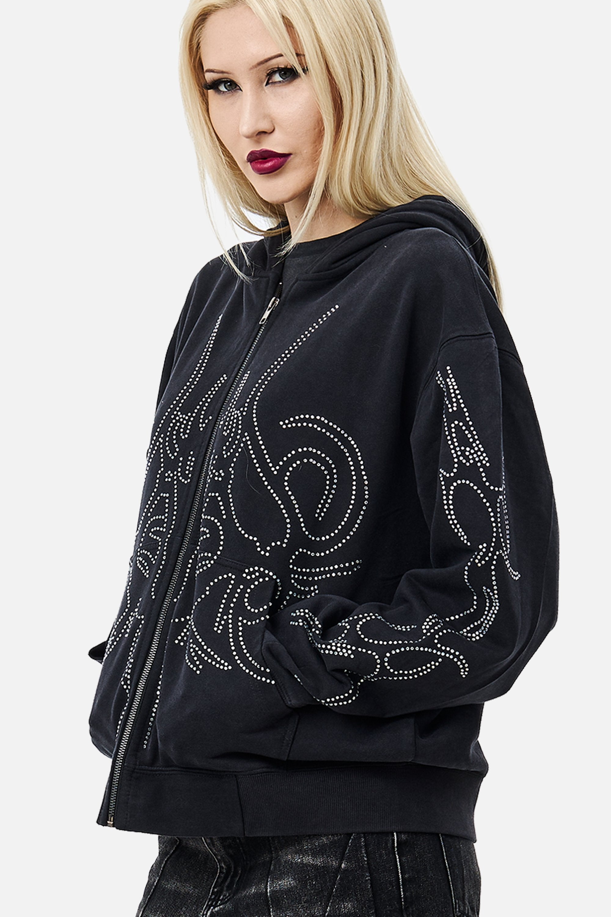 Sigil Rhinestone Zip Hoodie