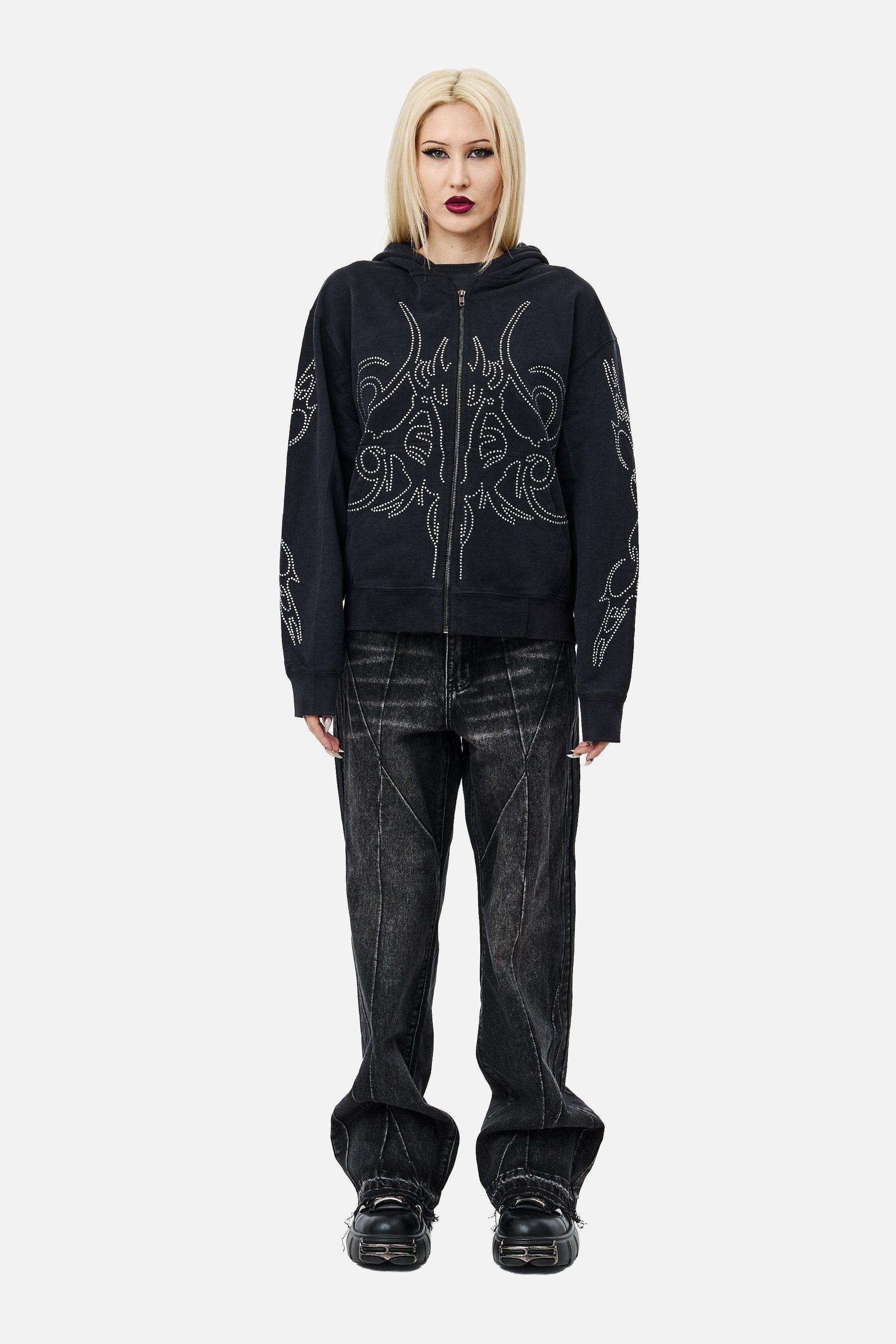 Sigil Rhinestone Zip Hoodie