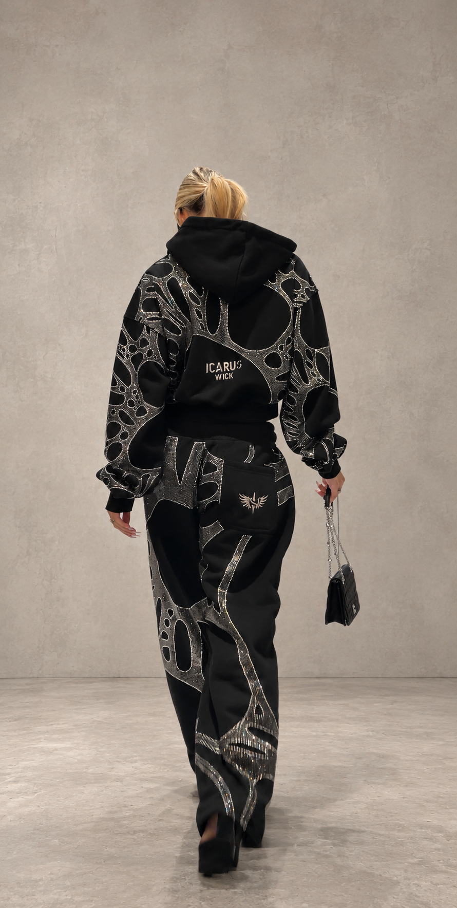 Ascent Black Rhinestone Sweatpants