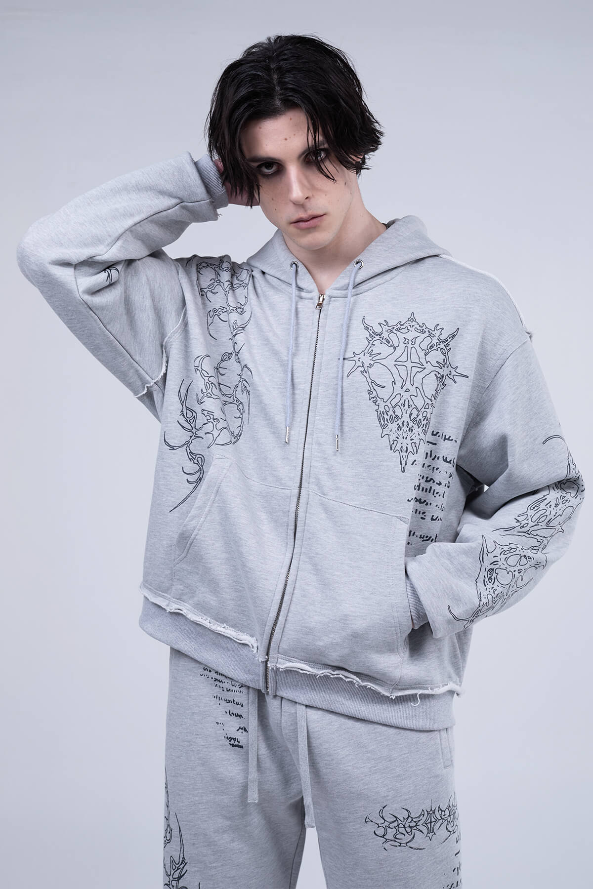 Gray Sigil Zip Hoodie