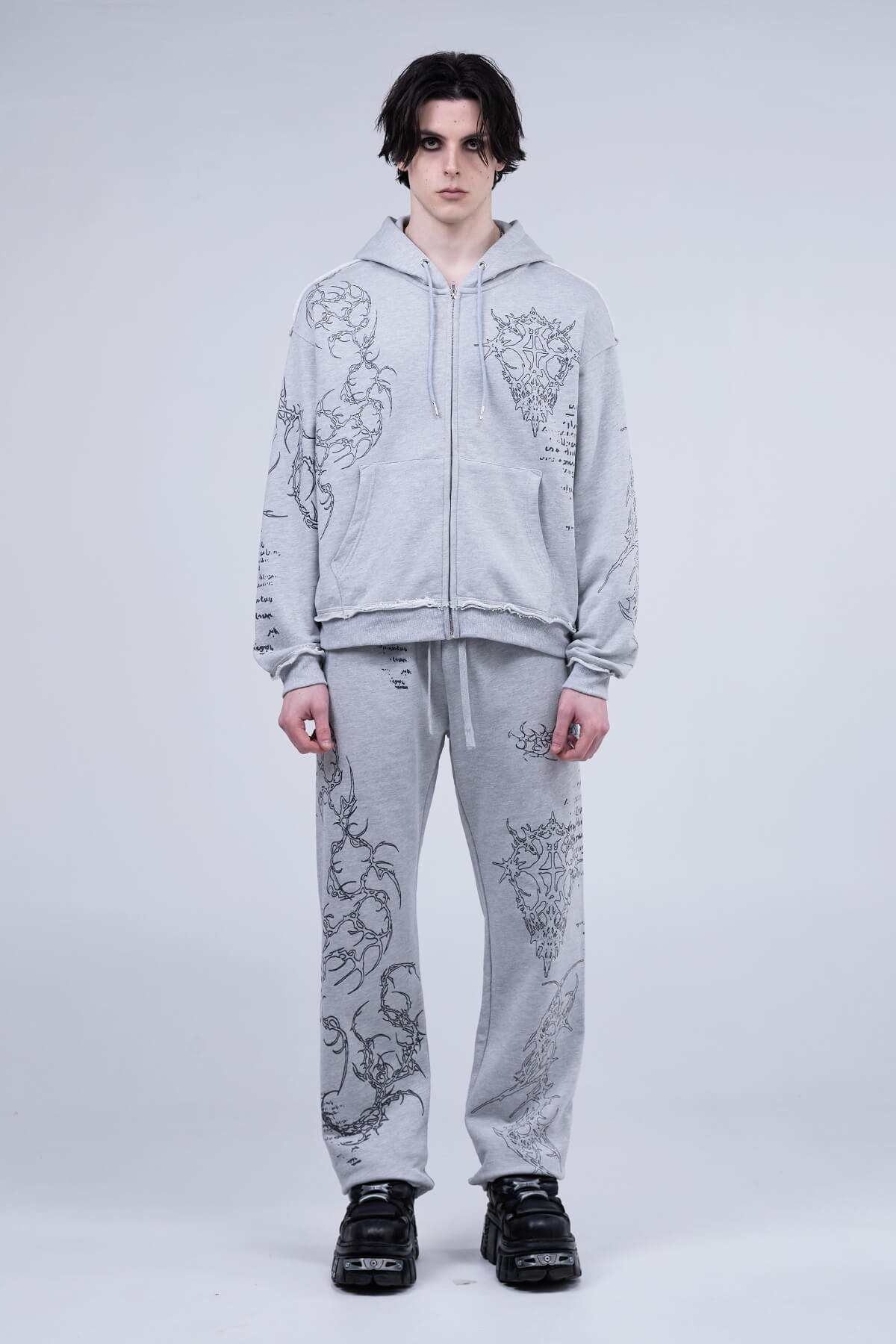 Gray Sigil Zip Hoodie