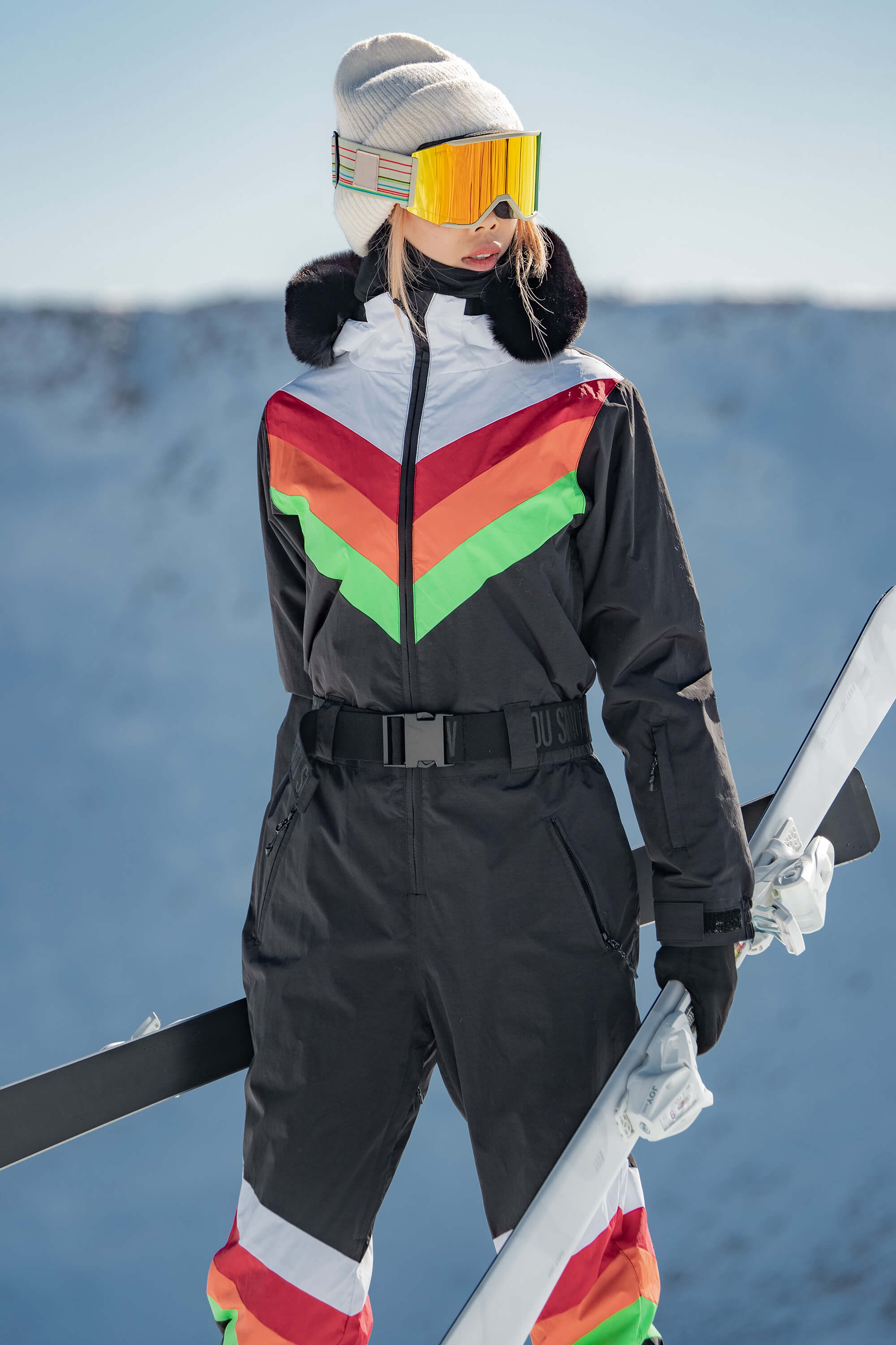 Women's Red Snow-Resistant Ventilated One-Piece Snow Suit