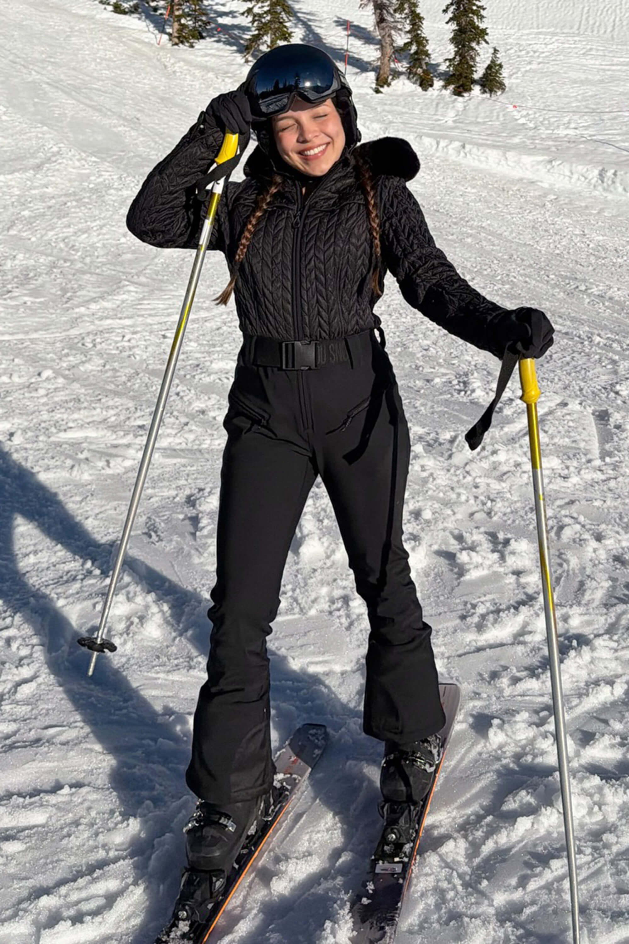 Women's Neon Orange Full Shirred Design One-Piece Ski Suit