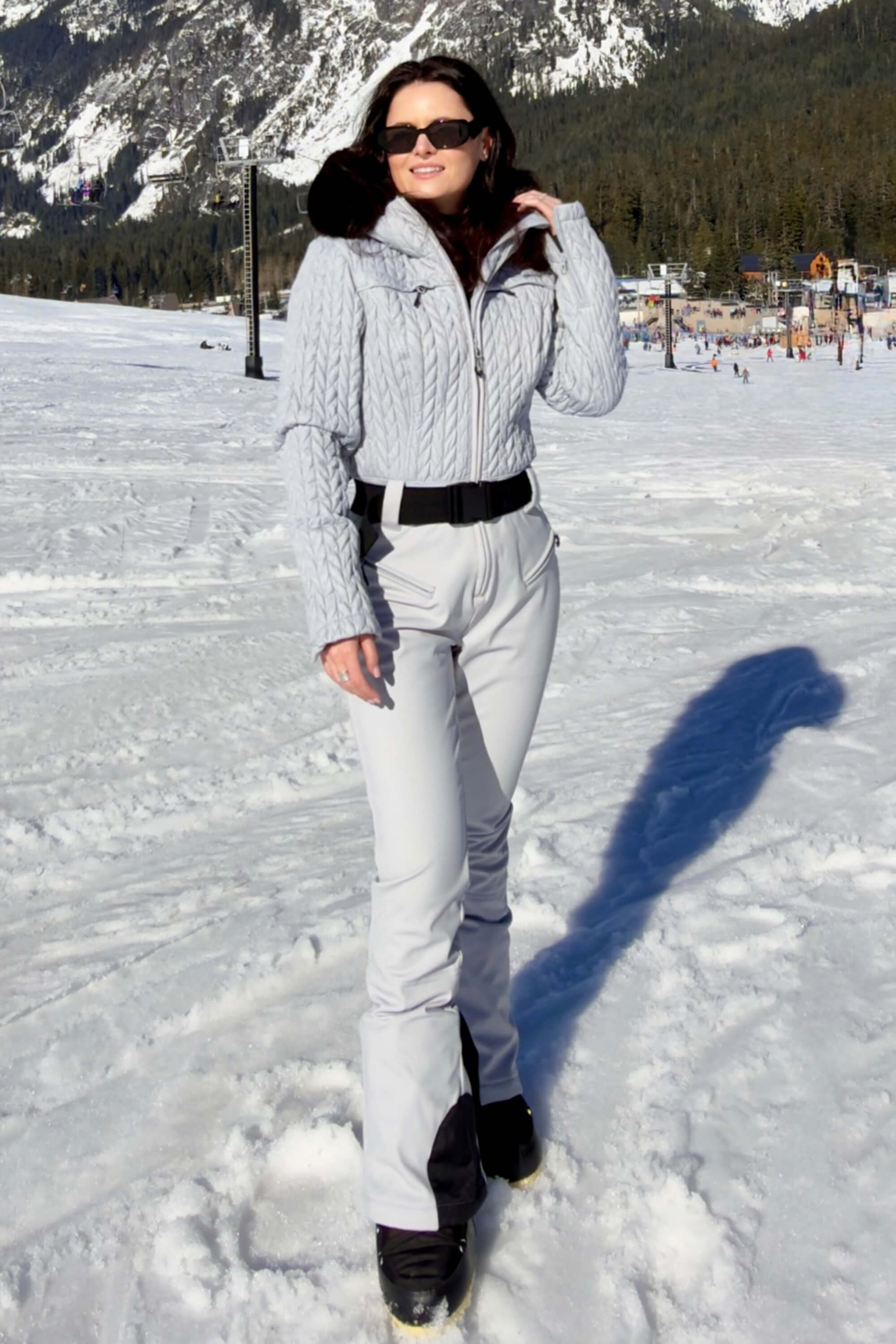 Women's Neon Orange Full Shirred Design One-Piece Ski Suit
