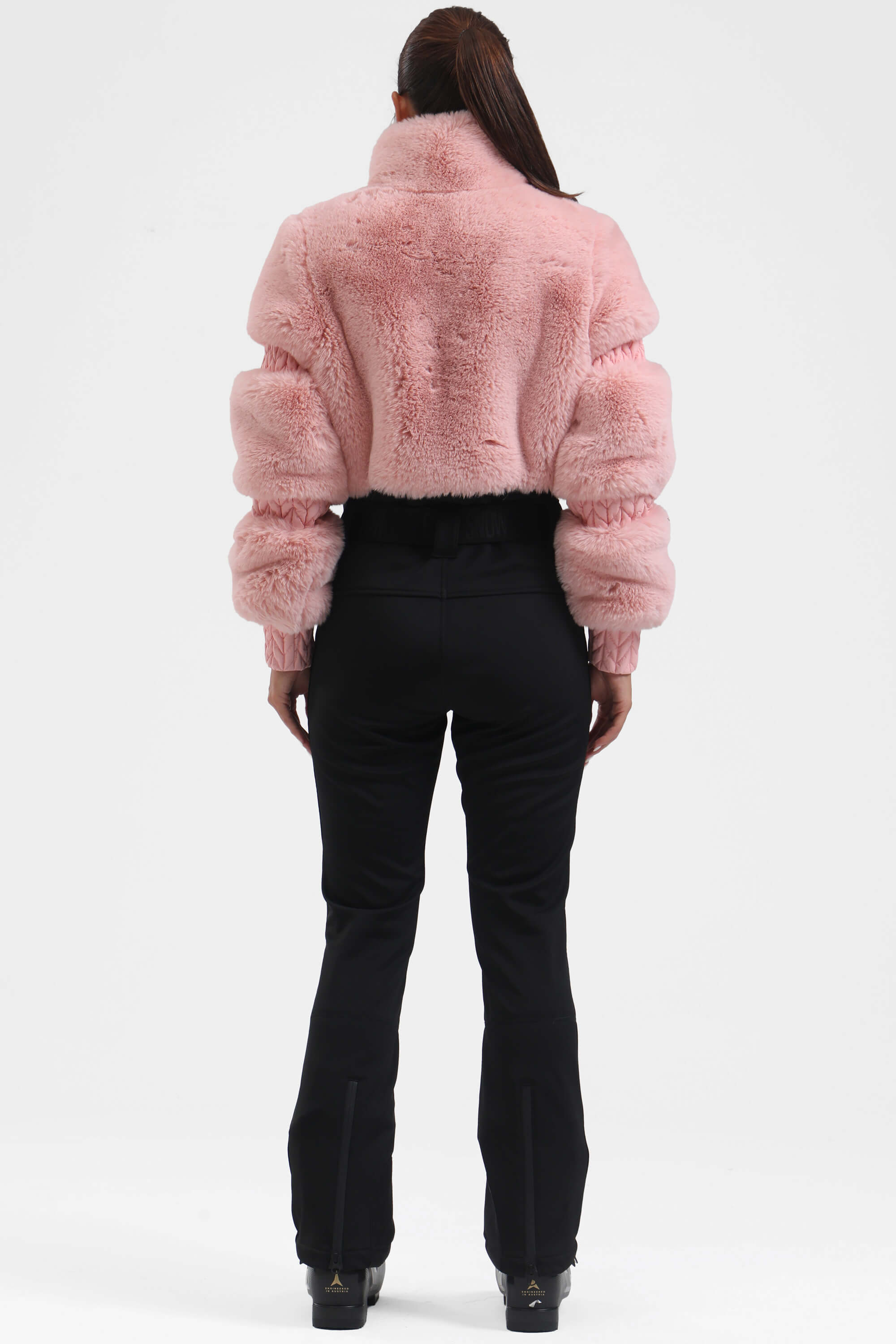 Elegant Women's Grey Faux-Fur One-Piece Ski Suit