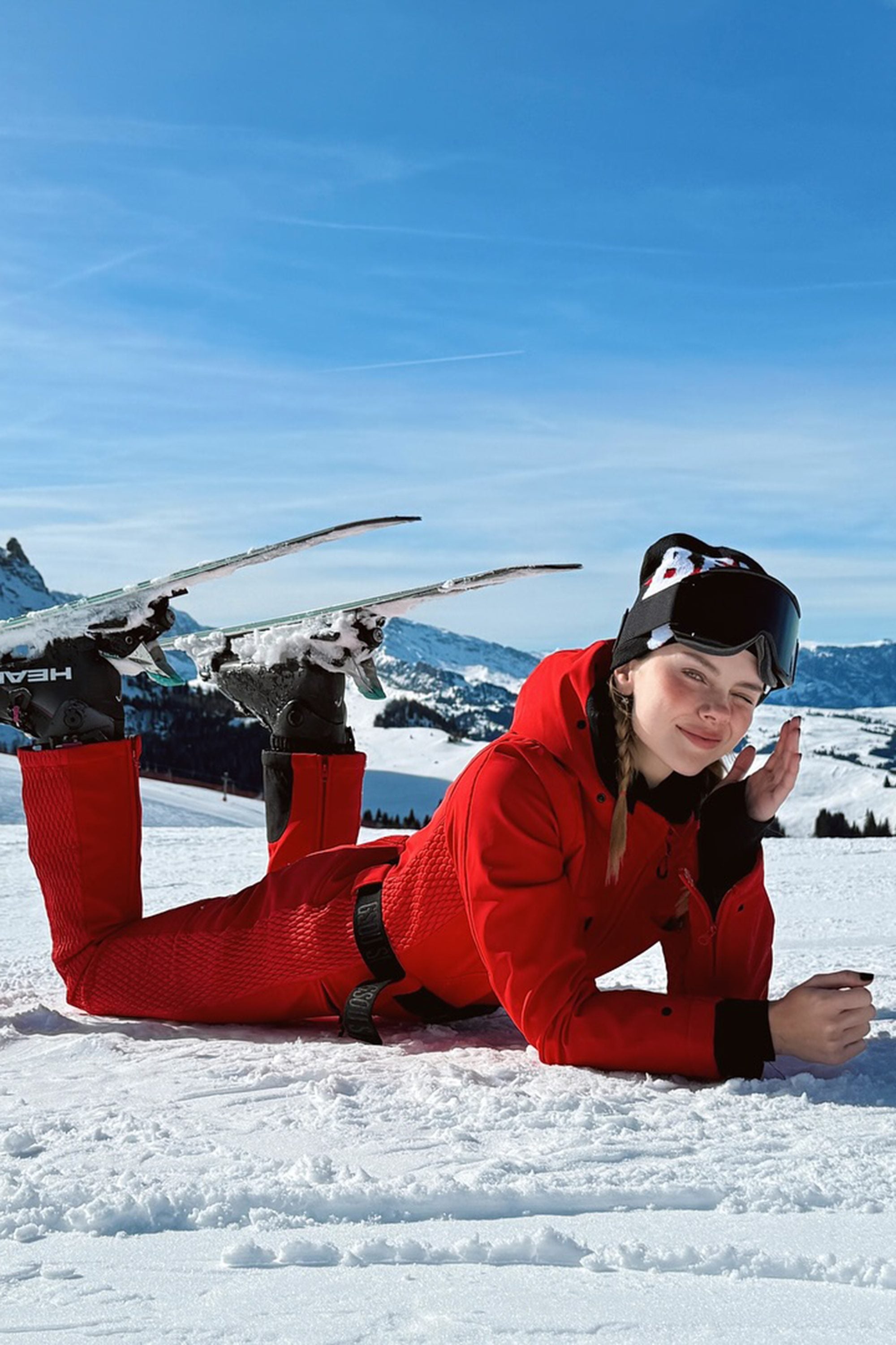 Women's Grey Faux Fur Shirred Waterproof One-Piece Ski Suit