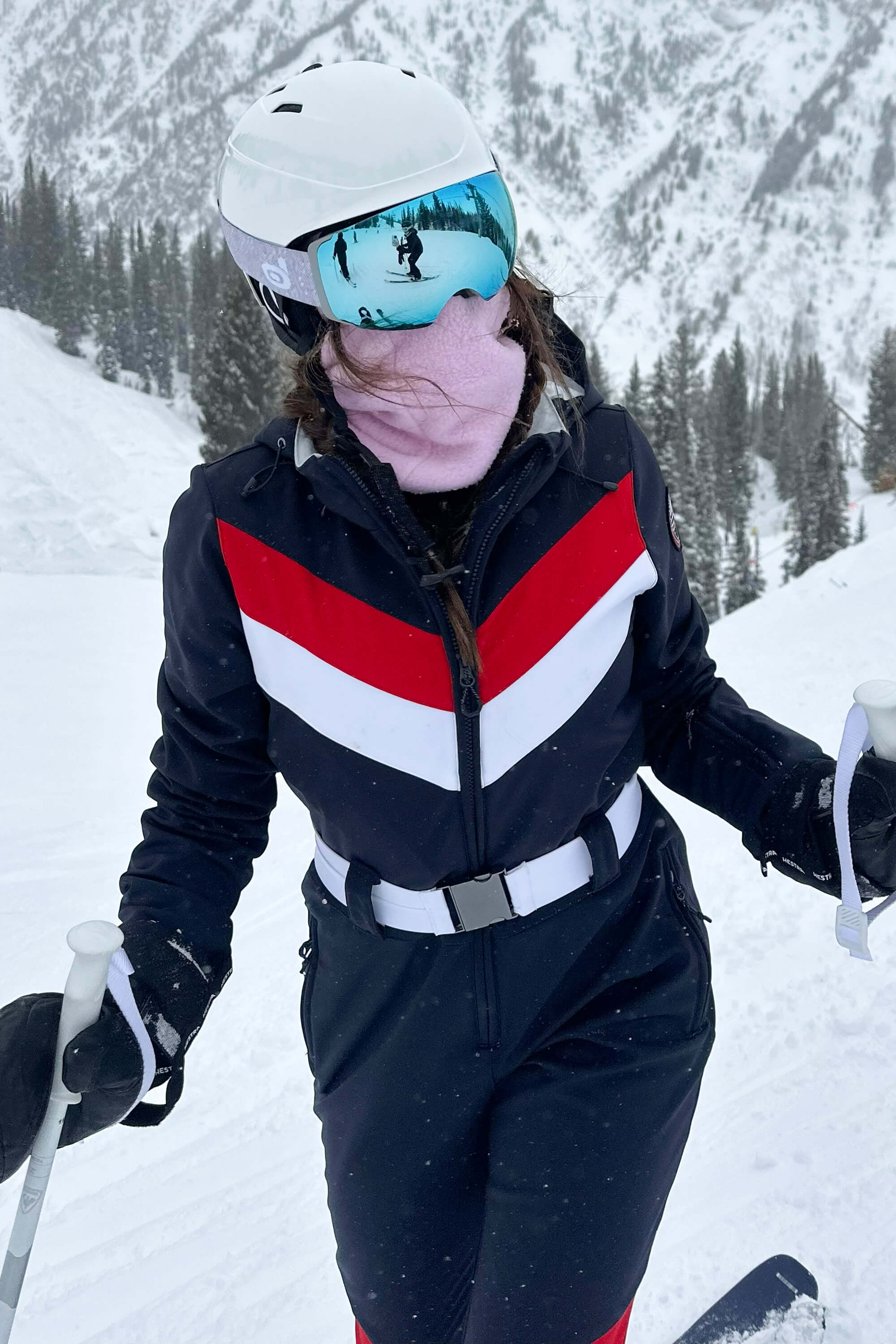 Women's Navy Slim-Fit Waterproof One-Piece Ski Suits