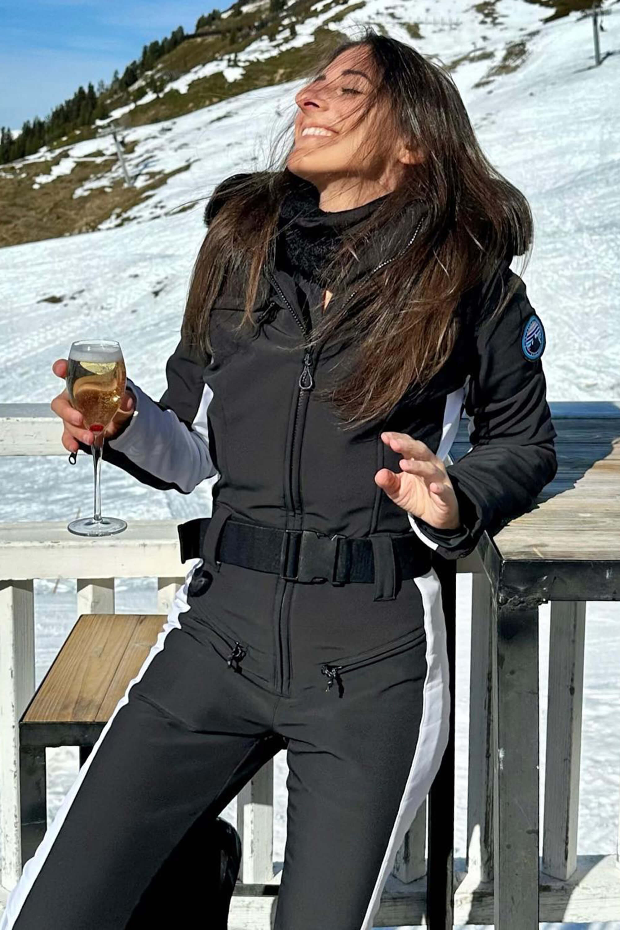 Women's Minimalist Faux Fur Lavender Down One-piece Ski Suits