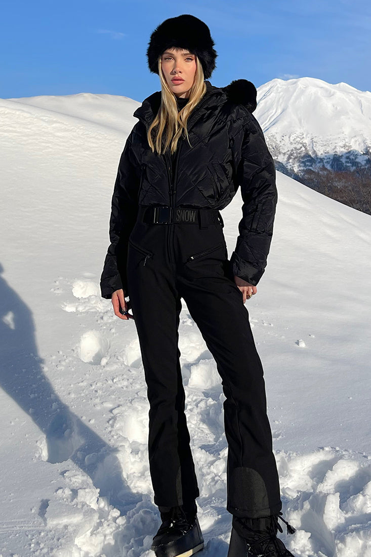 Women's Beige Durable Mini-flare Leggings One-Piece Ski Suit